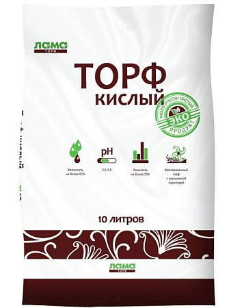 Торф кислый, 10 л Торф кислый, 10 л