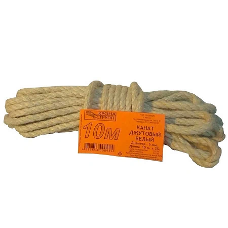 Канат джутовый белый D6 мм (10 м)