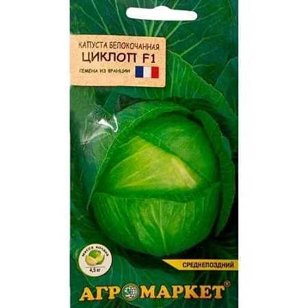 Капуста белокочанная Циклоп F1, 10 шт (Агромаркет)