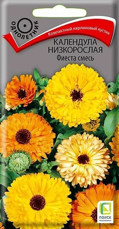 Календула Фиеста оранжевая низкорослая, 0,3 г (Поиск)