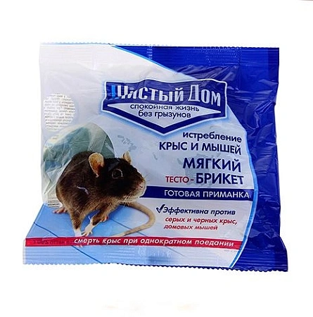 Тесто-брикет для истребления крыс и мышей, 100 г