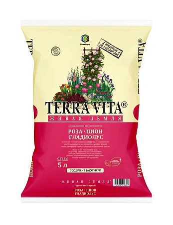Грунт Живая земля Роза-Пион-Гладиолус, 5 л (Terra Vita)