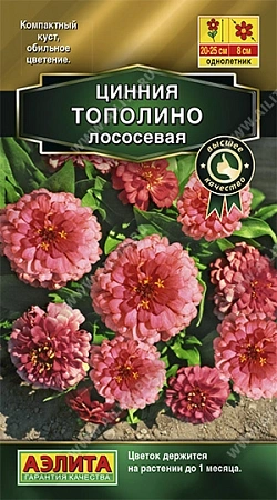 Цинния Тополино лососевая 12 шт