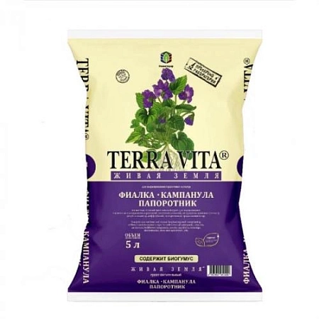 Грунт Живая земля Фиалка-Кампанула-Папоротник, 5 л (Terra Vita)