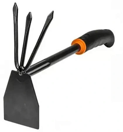 Грабли мини 3 зуба + мотыжка стальные 32 см