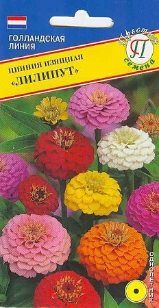 Цинния Лилипут однолетник, смесь 35 шт (Престиж)