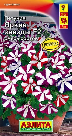 Петуния Яркие звезды F2 многоцветковая, смесь сортов