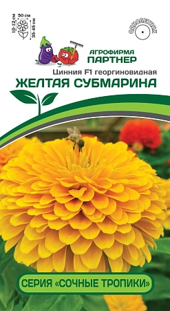 Цинния Желтая Субмарина F1 (4 шт), 2-ной пак. (ПАРТНЕР)