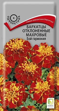 Бархатцы Бой гармония махровые отклоненные, 0,5 г (Поиск)
