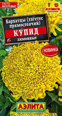 Бархатцы Купид лимонные хризантемовидные 0,1 г (Аэлита)