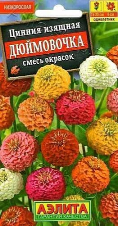 Цинния Дюймовочка, смесь окрасок 0,3 г (АЭЛИТА) Цинния Дюймовочка, смесь окрасок 0,3 г (АЭЛИТА)