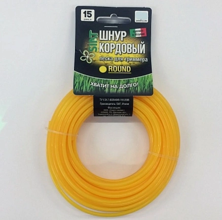 Леска для триммера 2,7*15 м круг, желтый Леска для триммера 2,7*15 м круг, желтый