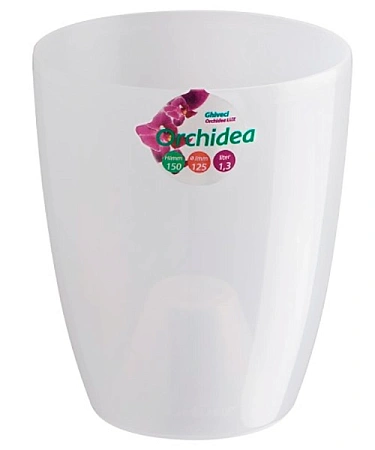 Горшок (кашпо) ОРХИДЕЯ прозрачный, белый 1,3 л