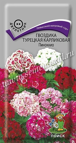 Гвоздика турецкая карликовая Пиноккио, 0,1 г Гвоздика турецкая карликовая Пиноккио, 0,1 г