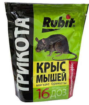Родентицид ТриКота Rubit тесто-сырные брикеты от крыс и мышей, 150 г