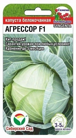 Капуста Белокочанная Агрессор F1, 10 шт (Сиб Сад)